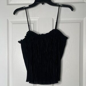 Madewell Black Pleated Spaghetti Strap Camisole Tank Top